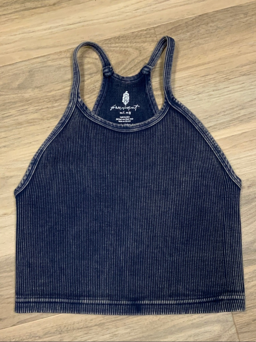 FP Movement by Free People Navy Ribbed Racerback Cropped Tank